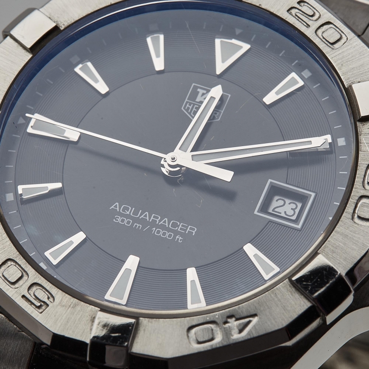 Pre Owned TAG Heuer Black Stainless Steel Aquaracer WAY1110 Men's Wristwatch 41 mm 