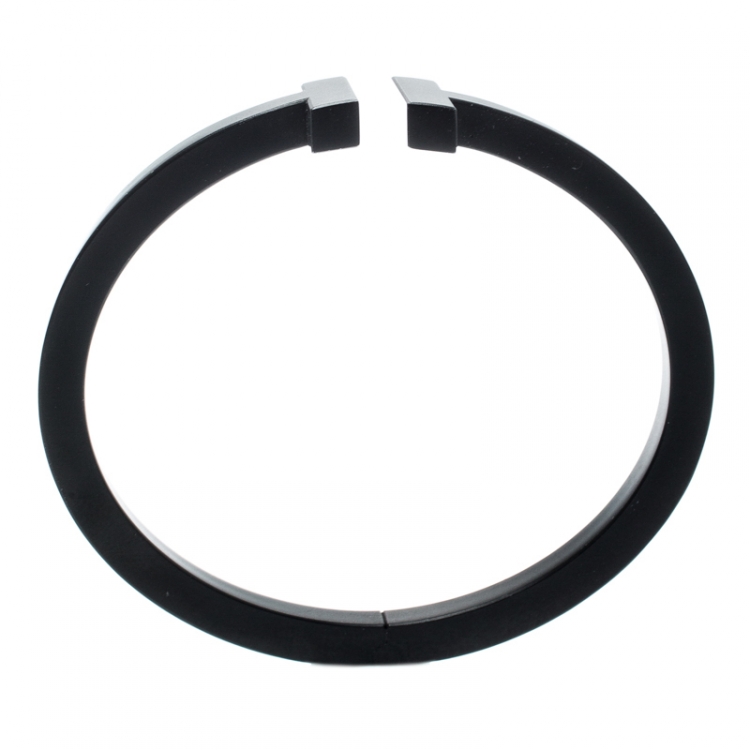 Pre Owned Tiffany & Co. T Square Black Tone Stainless Steel Bracelet