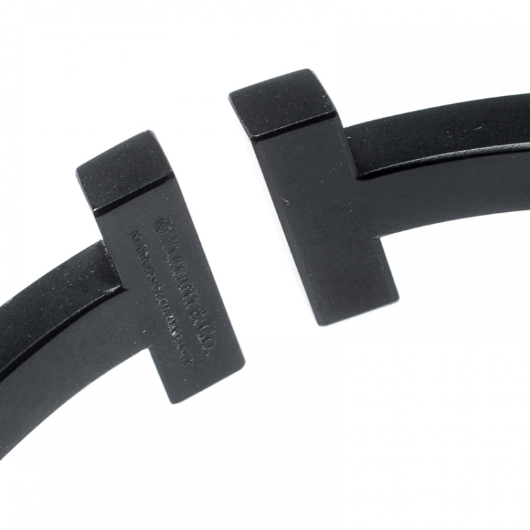 Pre Owned Tiffany & Co. T Square Black Tone Stainless Steel Bracelet
