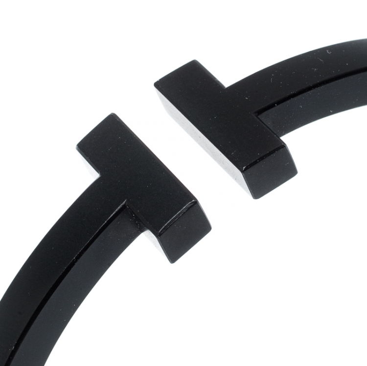 Pre Owned Tiffany & Co. T Square Black Tone Stainless Steel Bracelet