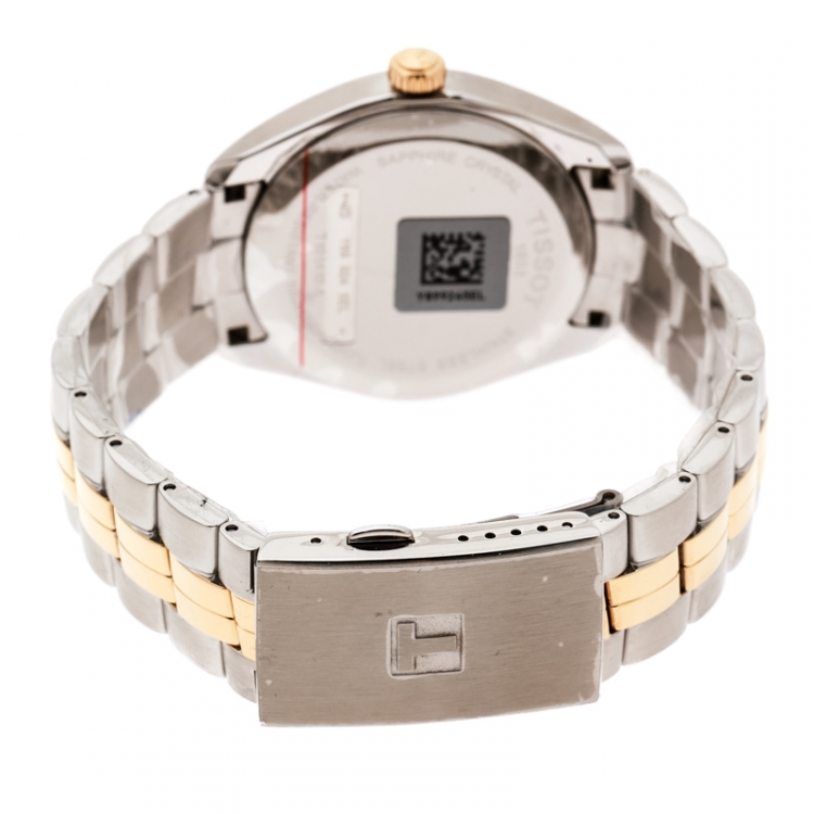 Pre Owned Tissot Silver White Two-Tone Stainless Steel PR100 Men's Wristwatch 39 mm
