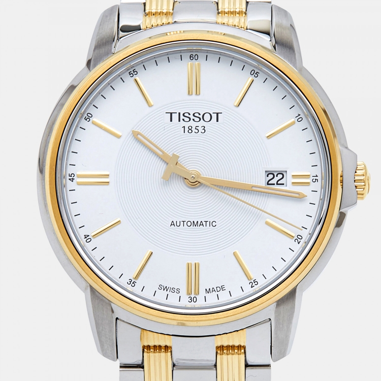 Pre Owned Tissot White Two-Tone Stainless Steel T-Classic Automatics III T065.407.22.031.00 Men's Wristwatch 39 mm