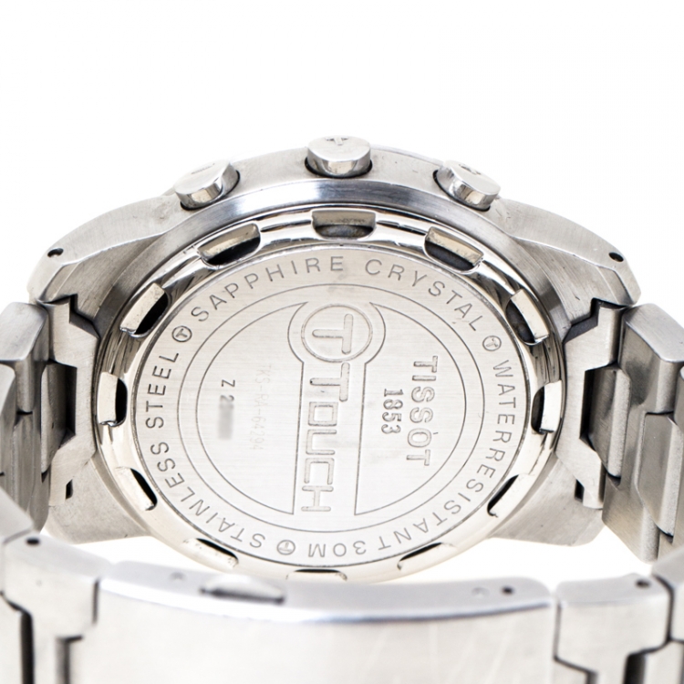 Pre Owned Tissot Black Stainless Steel T-Touch Z251/351 Men's Wristwatch 41 mm