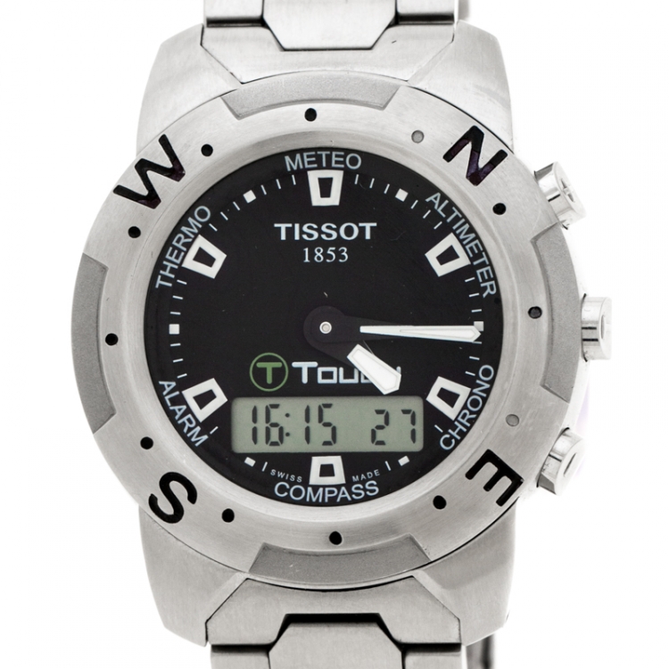 Pre Owned Tissot Black Stainless Steel T-Touch Z251/351 Men's Wristwatch 41 mm
