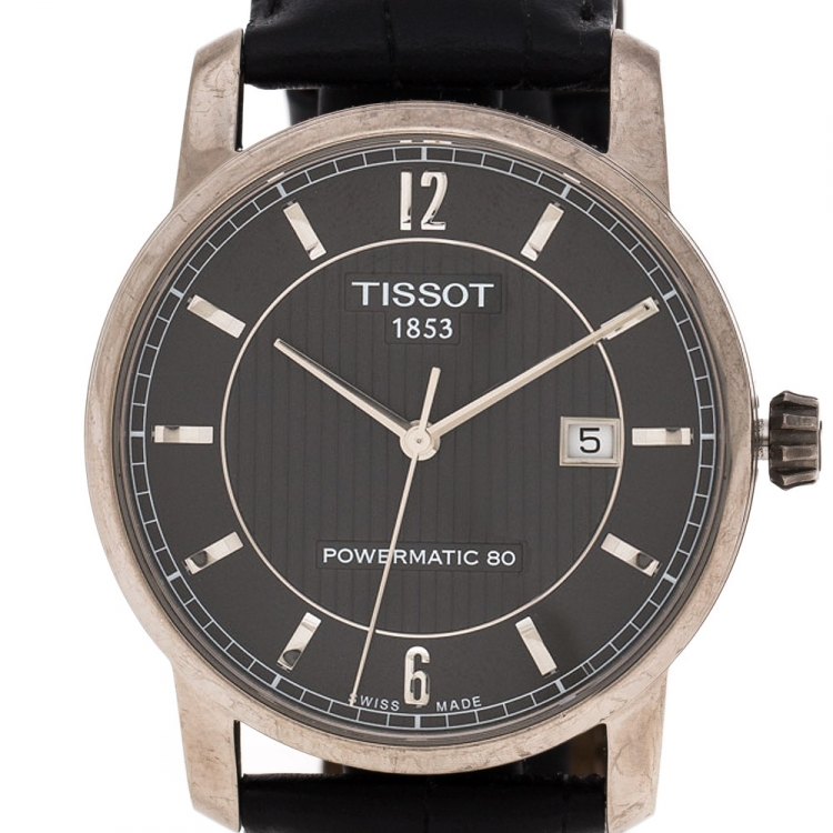 Pre Owned Tissot Black Titanium Powermatic 80 T087407A Men's Wristwatch 40 mm