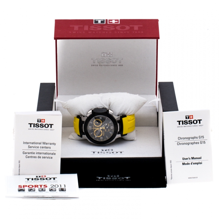 Pre Owned Tissot Black PVD Coated Stainless Steel T-Race T048417A Men's Wristwatch 45 mm