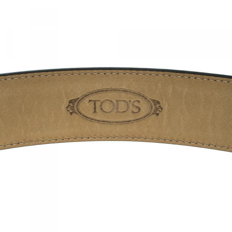 Pre Owned Tod's Black Glossy Leather Leoni Buckle Belt 105cm