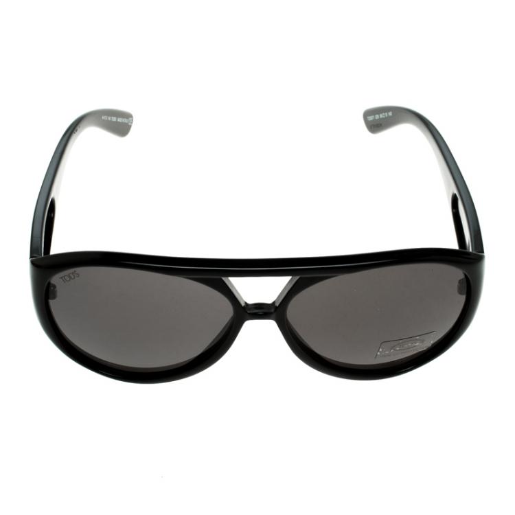 Pre Owned Tod's Black TO0071 02N Aviator Sunglasses