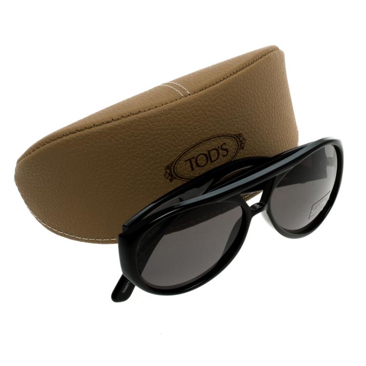 Pre Owned Tod's Black TO0071 02N Aviator Sunglasses