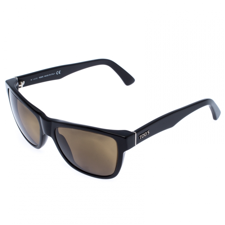 Pre Owned Tod's Black/Green Smoke TO106 Square Sunglasses