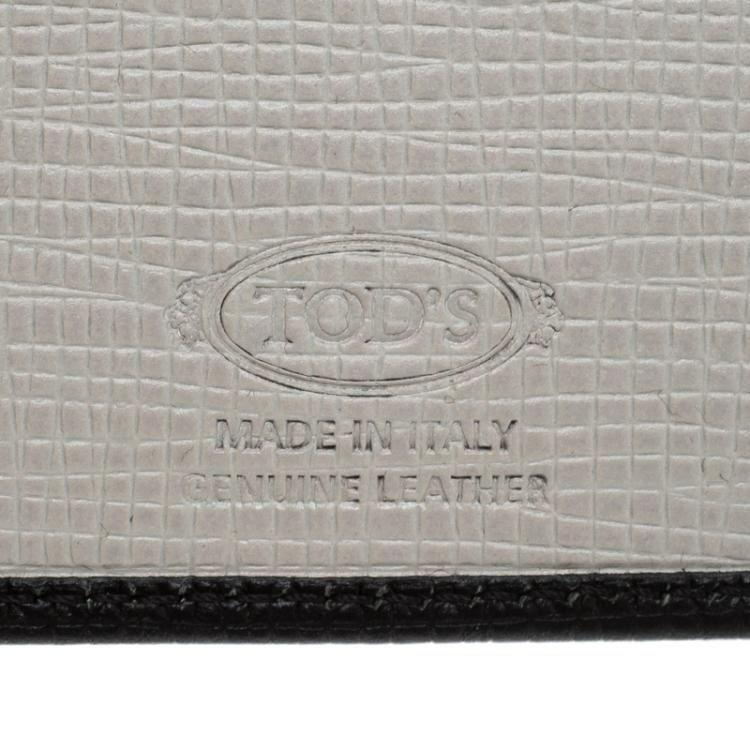 Pre Owned Tod's Black Leather Stripe Grey Lined Bifold Wallet