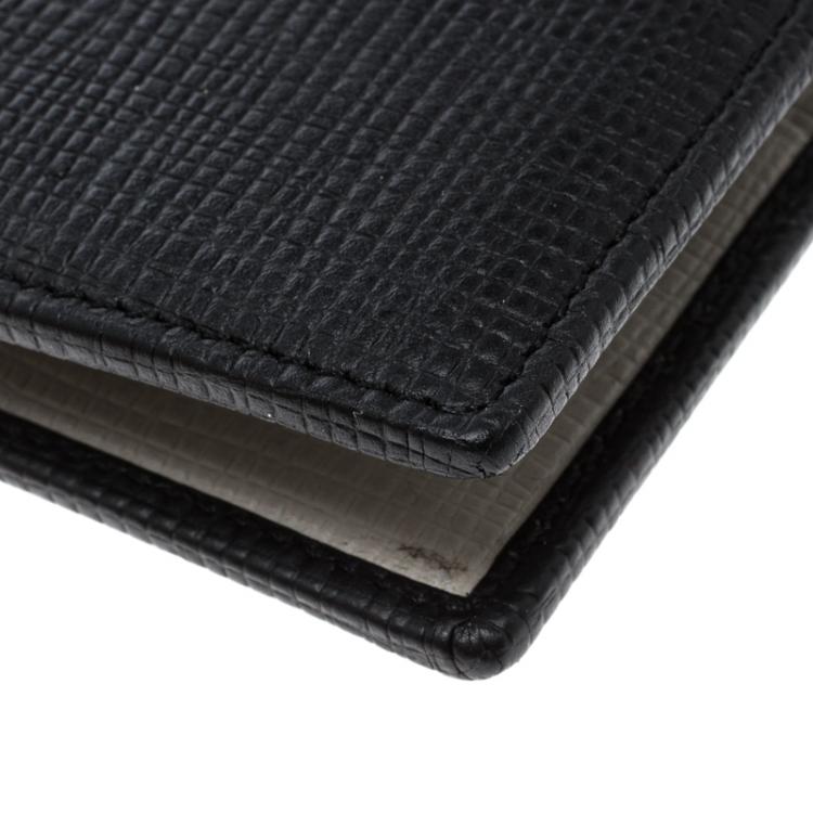 Pre Owned Tod's Black Leather Stripe Grey Lined Bifold Wallet