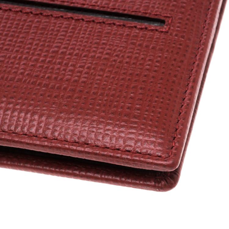 Pre Owned Tod's Red Leather Stripe Grey Lined Bifold Wallet