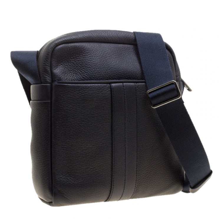 Pre Owned Tod's Navy Blue Leather Pillow Reporter Bag