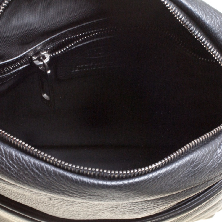 Pre Owned Tod's Black Leather Pillow Reporter Messenger Bag 