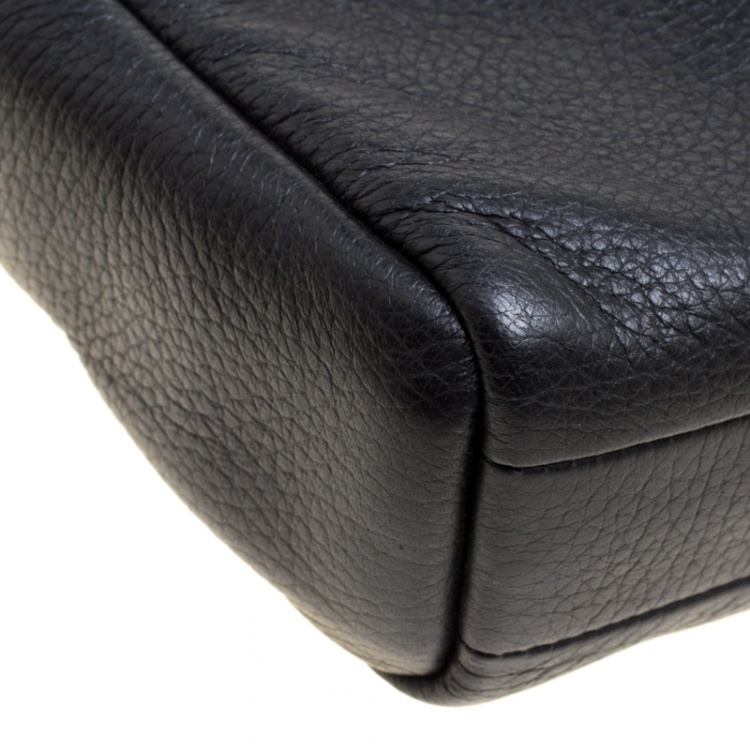 Pre Owned Tod's Black Leather Pillow Reporter Messenger Bag 