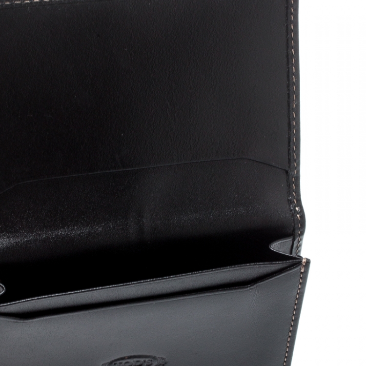 Pre Owned Tod's Black Leather Business Card Case