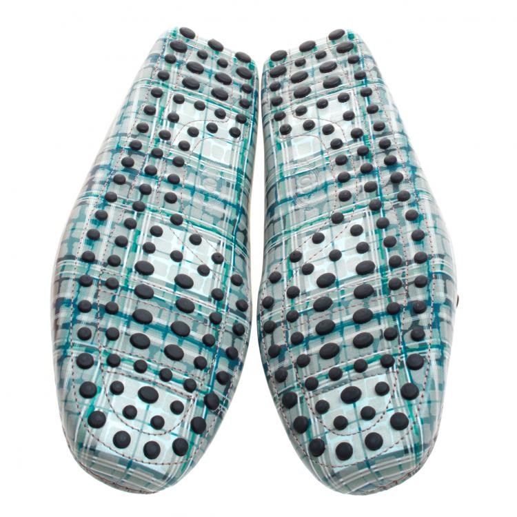 Pre Owned Tod's Abstract Print Leather Bow Loafers Size 44.5