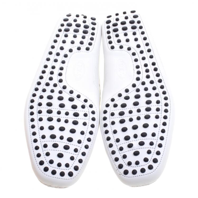 Pre Owned Tod's White Perforated Leather Loafers Size 43