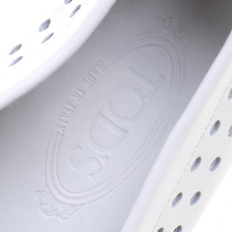 Pre Owned Tod's White Perforated Leather Loafers Size 43