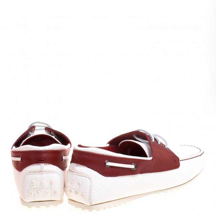 Pre Owned Tod's for Ferrari Two Tone Leather Boat Shoes Size 42.5