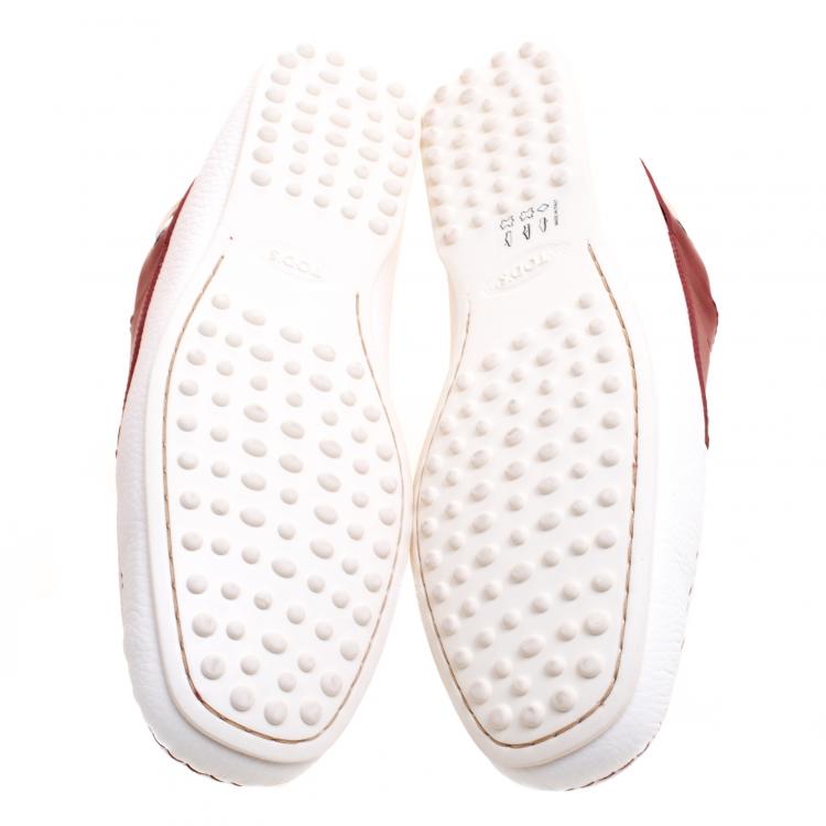 Pre Owned Tod's for Ferrari Two Tone Leather Boat Shoes Size 42.5