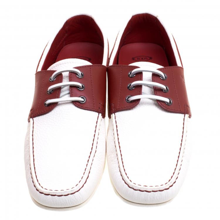 مملوكة مس�بقًا Tod's for Ferrari Two Tone Leather Boat Shoes Size 44.5