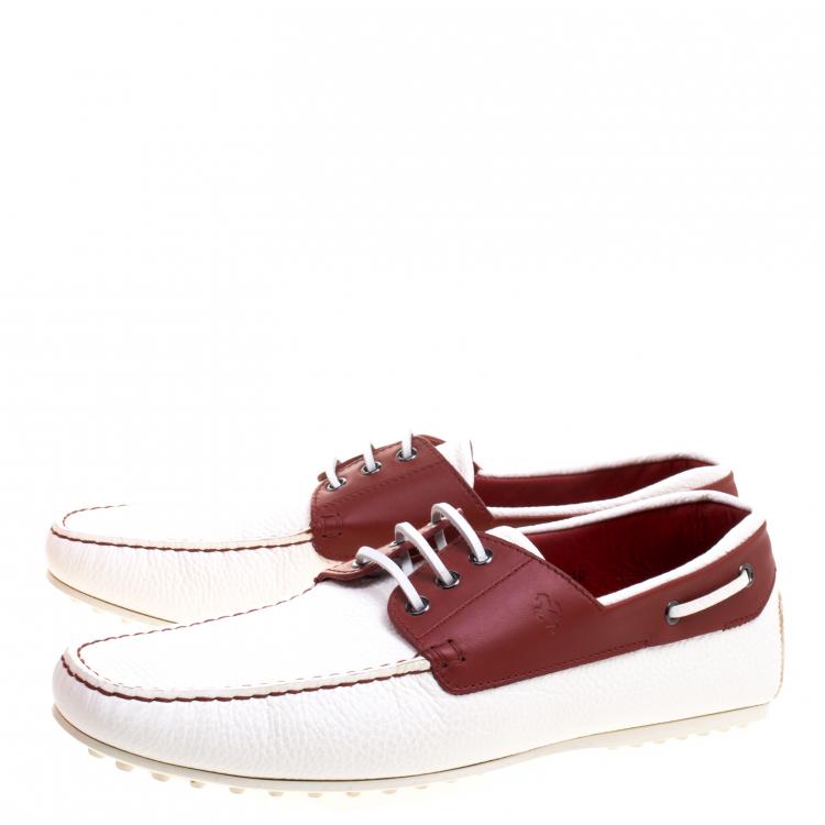 مملوكة مسبقًا Tod's for Ferrari Two Tone Leather Boat Shoes Size 44.5