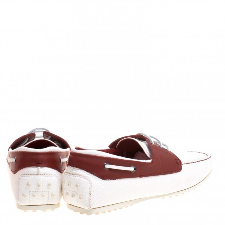 مملوكة مسبقًا Tod's for Ferrari Two Tone Leather Boat Shoes Size 44.5