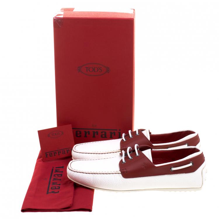 مملوكة مسبقًا Tod's for Ferrari Two Tone Leather Boat Shoes Size 44.5