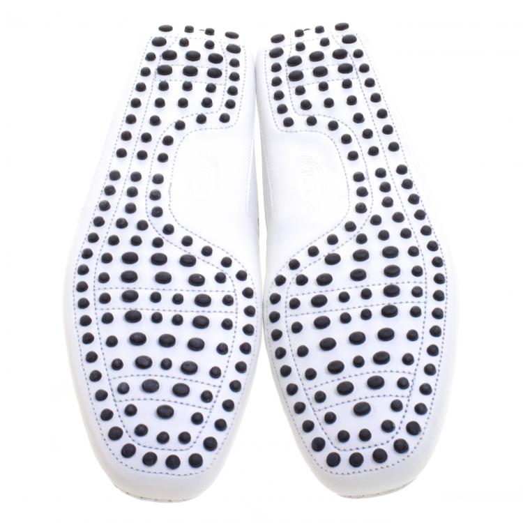 Pre Owned Tod's White Perforated Leather Loafers Size 42.5