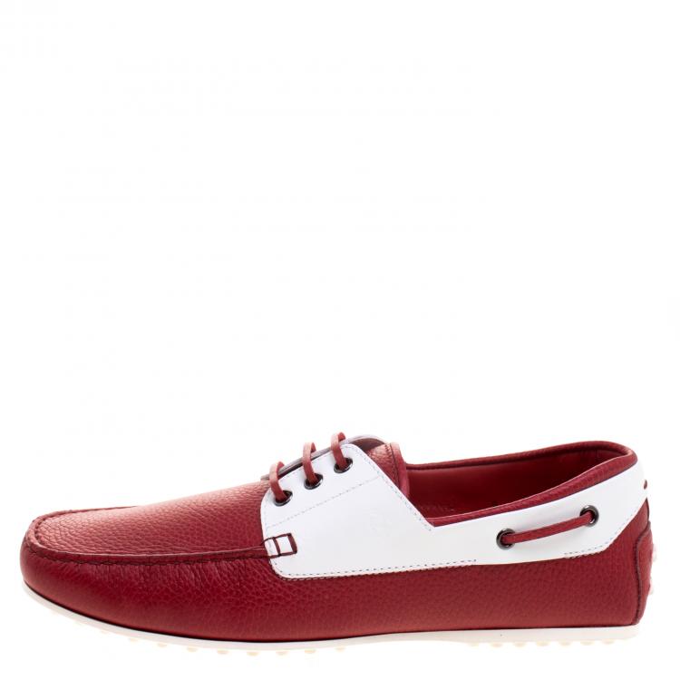 Pre Owned Tod's for Ferrari Two Tone Leather Boat Shoes Size 43