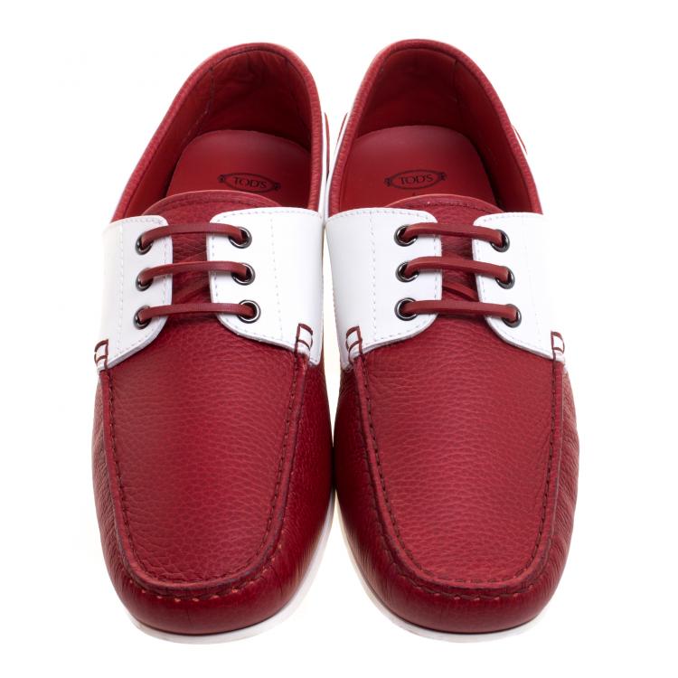 Pre Owned Tod's for Ferrari Two Tone Leather Boat Shoes Size 43