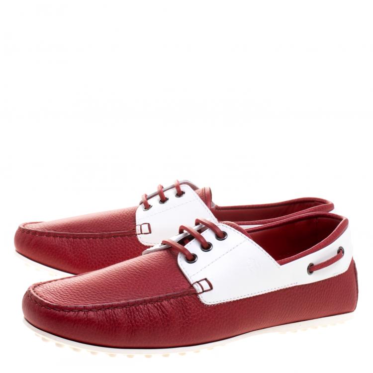 Pre Owned Tod's for Ferrari Two Tone Leather Boat Shoes Size 43