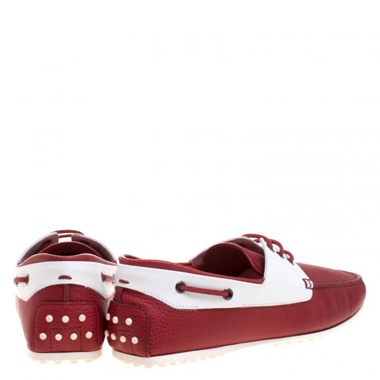 Pre Owned Tod's for Ferrari Two Tone Leather Boat Shoes Size 43