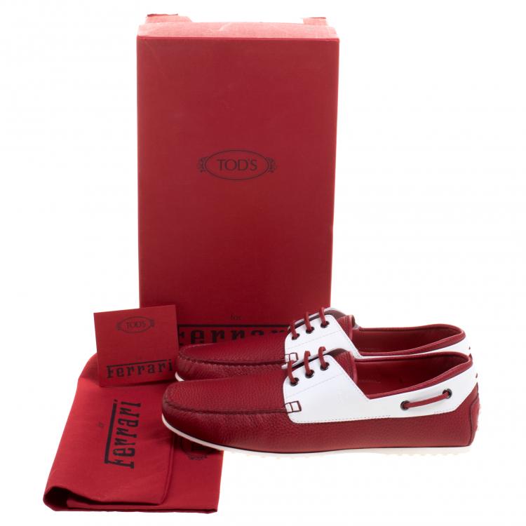 Pre Owned Tod's for Ferrari Two Tone Leather Boat Shoes Size 43