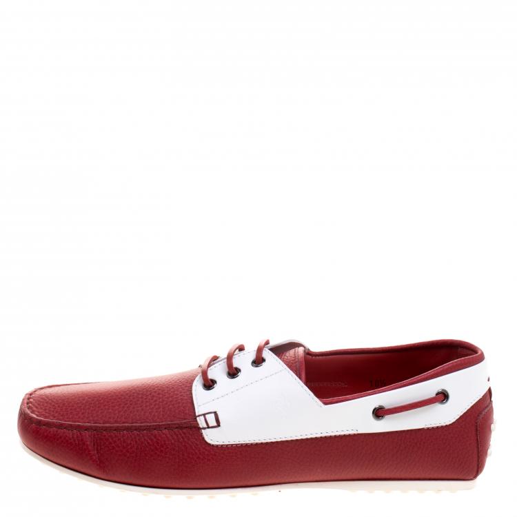 Pre Owned Tod's for Ferrari Two Tone Leather Boat Shoes Size 45