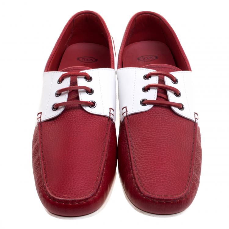 Pre Owned Tod's for Ferrari Two Tone Leather Boat Shoes Size 45