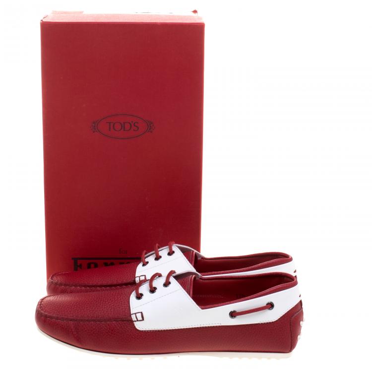 Pre Owned Tod's for Ferrari Two Tone Leather Boat Shoes Size 45
