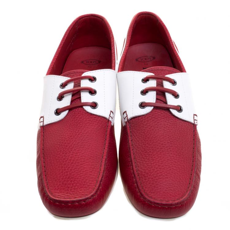 Pre Owned Tod's for Ferrari Two Tone Leather Boat Shoes Size 46.5