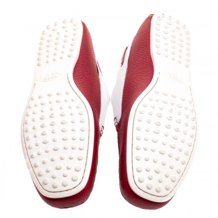 Pre Owned Tod's for Ferrari Two Tone Leather Boat Shoes Size 46.5