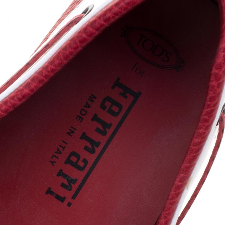 Pre Owned Tod's for Ferrari Two Tone Leather Boat Shoes Size 46.5