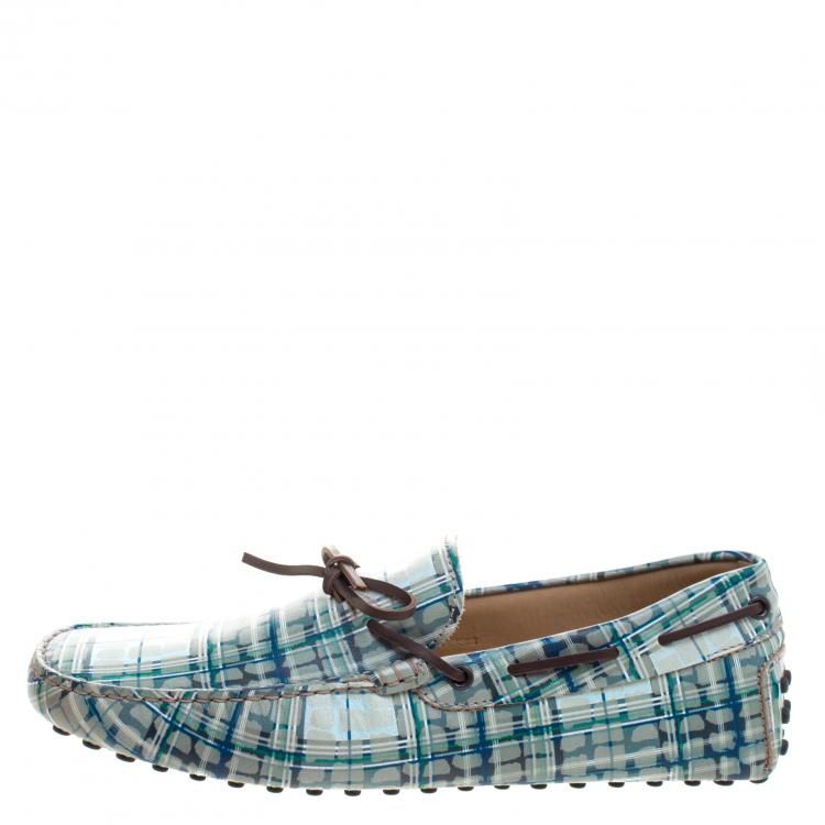 Pre Owned Tod's Abstract Print Leather Bow Loafers Size 42