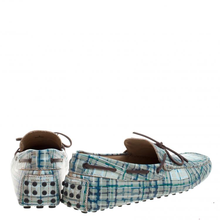 Pre Owned Tod's Abstract Print Leather Bow Loafers Size 42