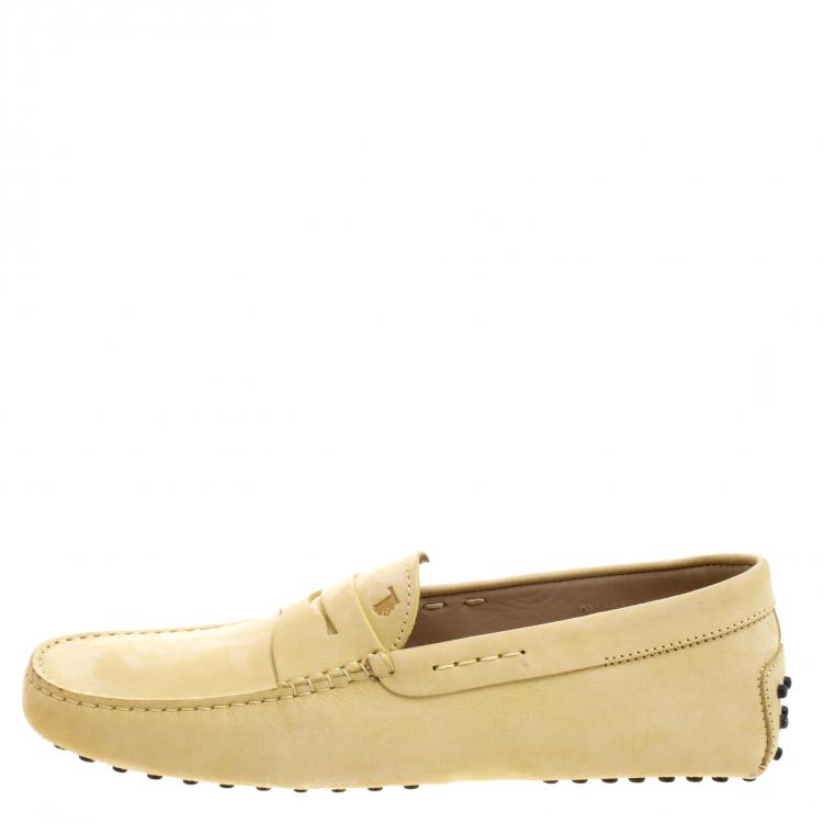 Pre Owned Tod's Yellow Nubuck Penny Loafers Size 43