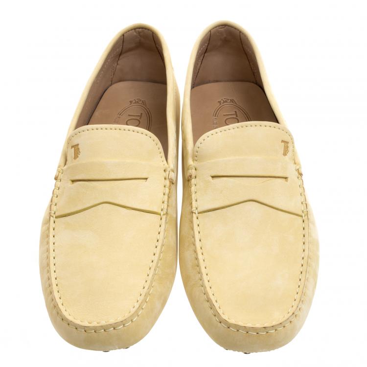 Pre Owned Tod's Yellow Nubuck Penny Loafers Size 43
