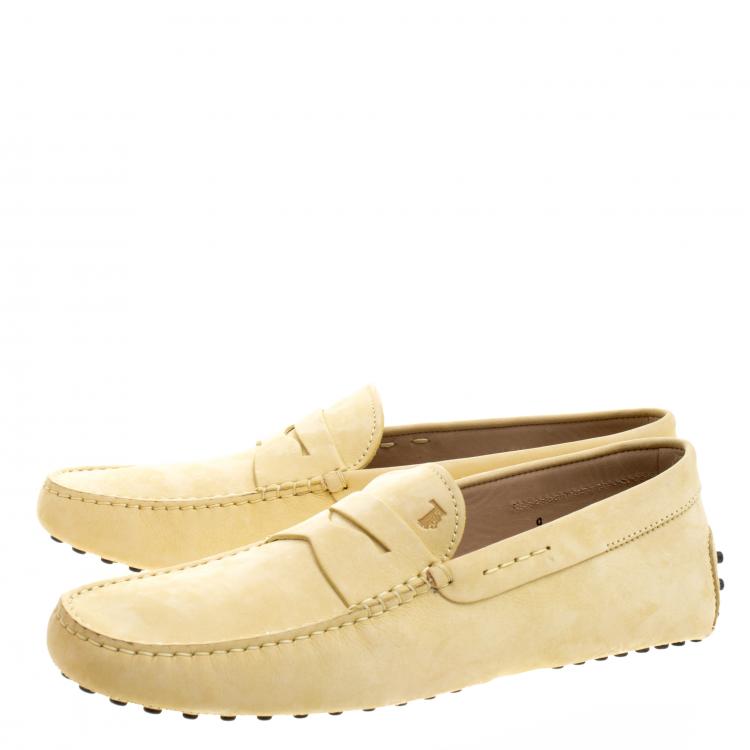 Pre Owned Tod's Yellow Nubuck Penny Loafers Size 43