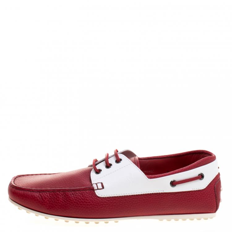 Pre Owned Tod's for Ferrari Two Tone Leather Boat Shoes Size 42