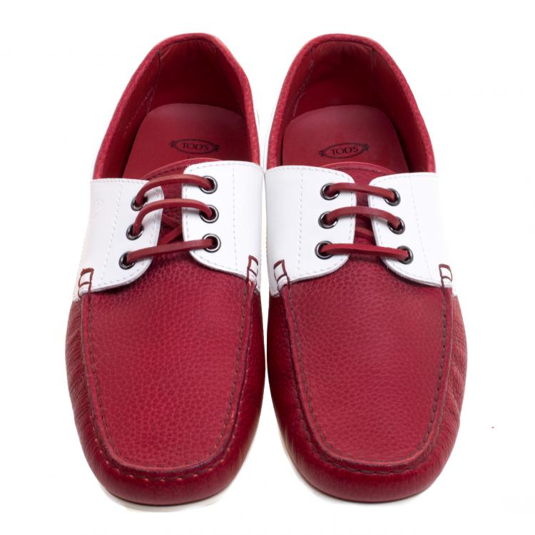 Pre Owned Tod's for Ferrari Two Tone Leather Boat Shoes Size 42