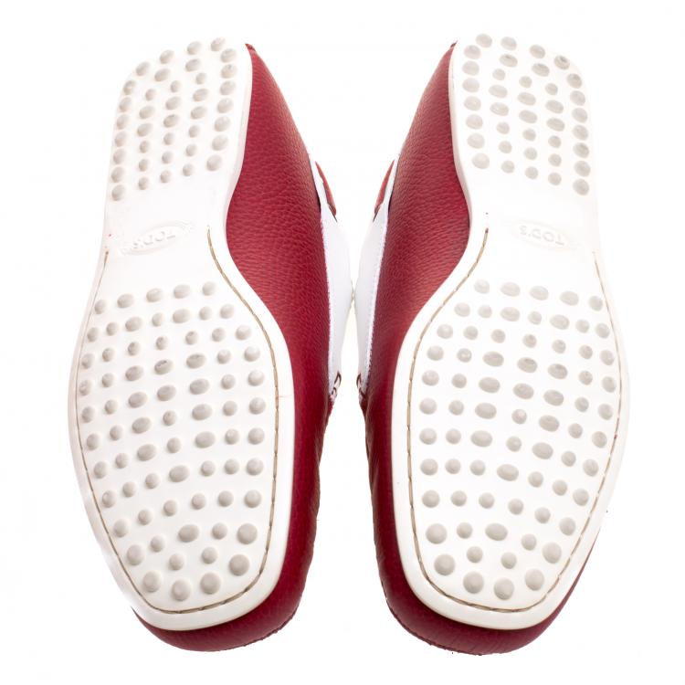 Pre Owned Tod's for Ferrari Two Tone Leather Boat Shoes Size 42